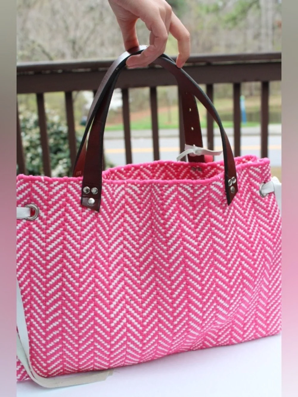 Handmade woven tote bag